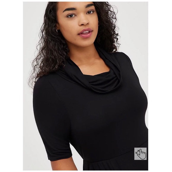 NEW Torrid 2 Cowl Neck Skater Dress - Super Soft Black - Picture 3 of 7